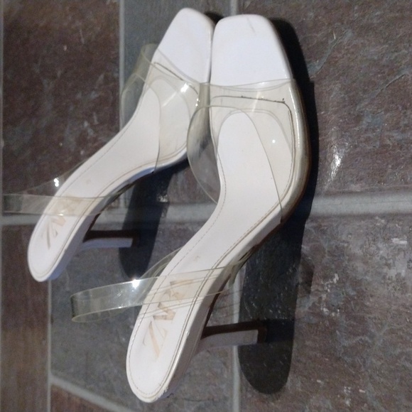 Zara White clear PVC sling back sandal heel size 35 - Picture 4 of 11